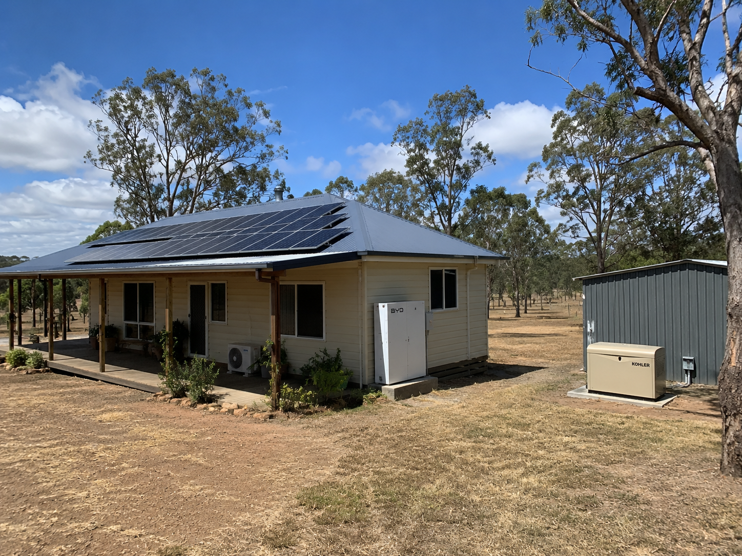 Off grid solar battery system installed for a rural property
