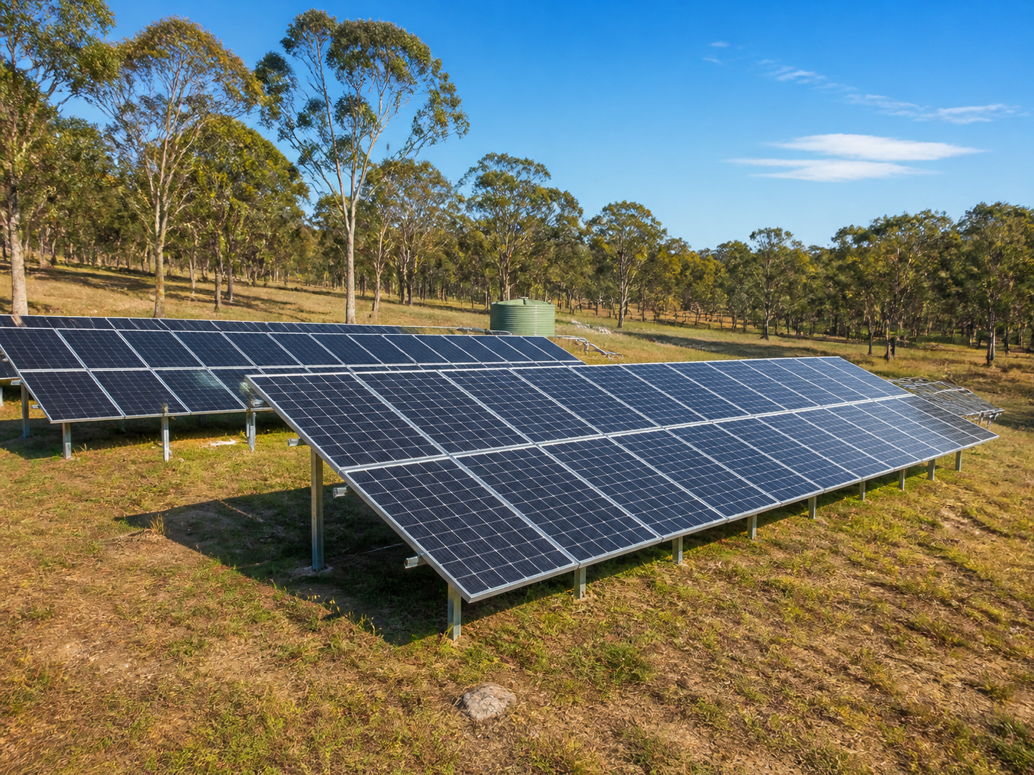 Ground mounted off-grid solar panel array