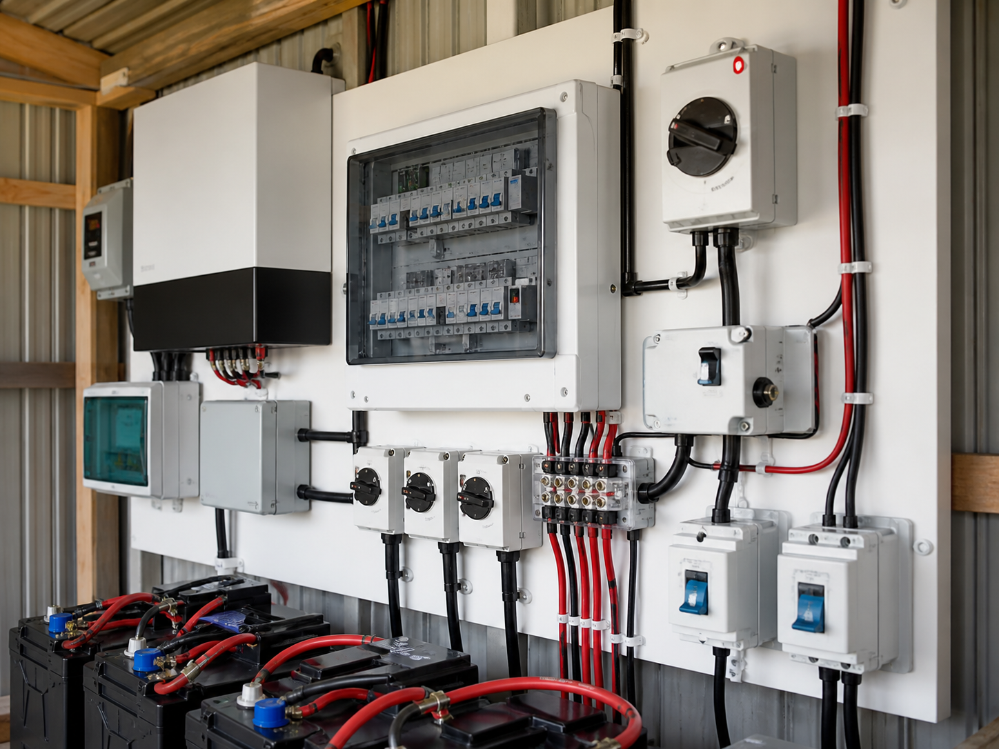 Off-grid system hardware and electrical protection equipment