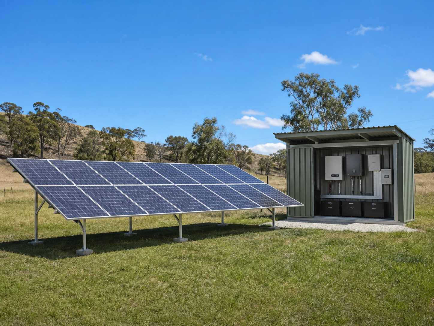 Maintenance visit on a completed off-grid solar installation