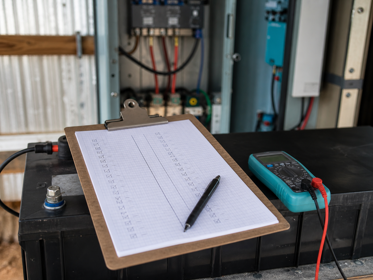 Technician going through off-grid system findings with a property owner