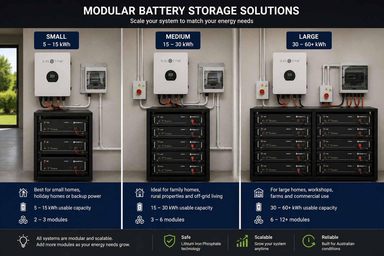 Expandable off grid battery storage system