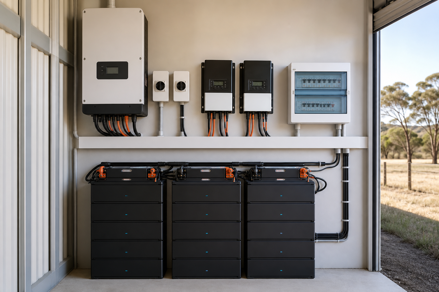 Off-grid battery bank and inverter equipment