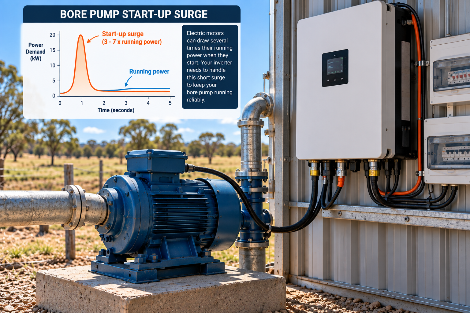 Pump starting methods and inverter sizing